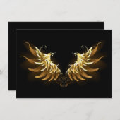 Golden Angel Wings op zwarte achtergrond Feestdagenkaart (Voorkant / Achterkant)