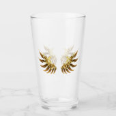 Golden Angel Wings op zwarte achtergrond Glas (Voorkant)