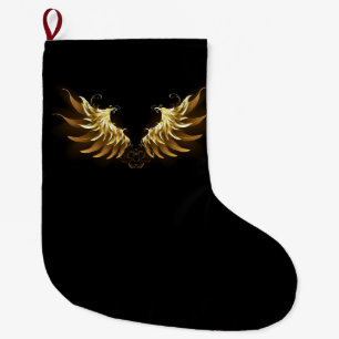 Golden Angel Wings op zwarte achtergrond Grote Kerstsok