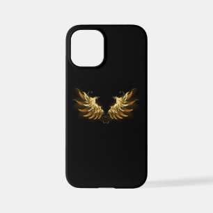 Golden Angel Wings op zwarte achtergrond iPhone 12 Mini Hoesje