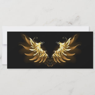 Golden Angel Wings op zwarte achtergrond Kaart