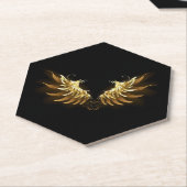 Golden Angel Wings op zwarte achtergrond Kartonnen Onderzetters (Schuin)