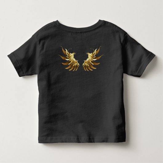 Golden Angel Wings op zwarte achtergrond Kinder Shirts (Achterkant)