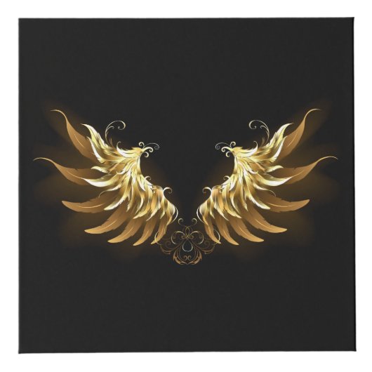 Golden Angel Wings op zwarte achtergrond Kubus (Rechts)