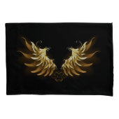 Golden Angel Wings op zwarte achtergrond Kussensloop (Voorkant-Links)