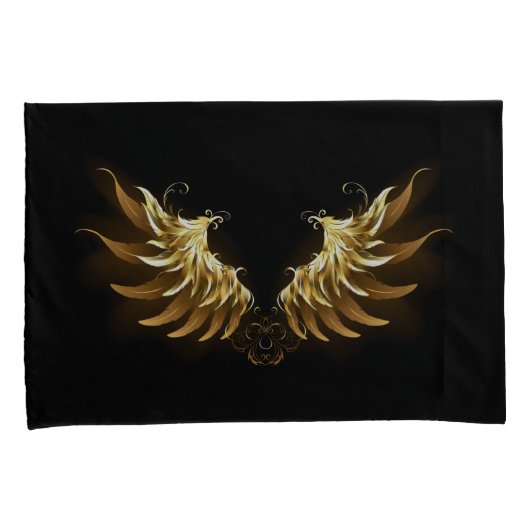 Golden Angel Wings op zwarte achtergrond Kussensloop (Voorkant-Rechts)