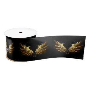 Golden Angel Wings op zwarte achtergrond Lint