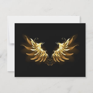 Golden Angel Wings op zwarte achtergrond Magnetische Uitnodiging