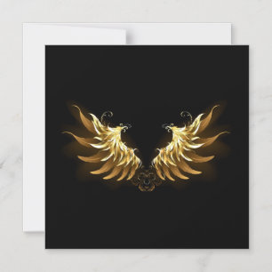 Golden Angel Wings op zwarte achtergrond Magnetische Uitnodiging