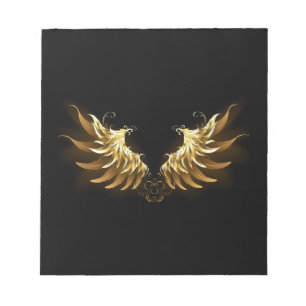 Golden Angel Wings op zwarte achtergrond Notitieblok