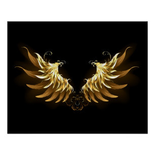 Golden Angel Wings op zwarte achtergrond Perfect Poster