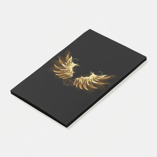 Golden Angel Wings op zwarte achtergrond Post-it® Notes (Schuin)