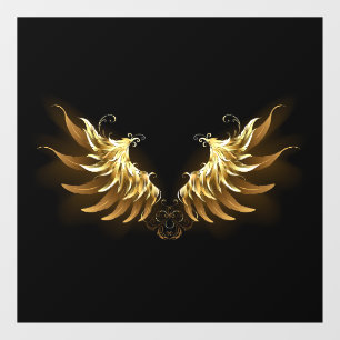 Golden Angel Wings op zwarte achtergrond Raamsticker