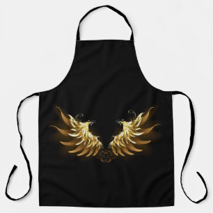 Golden Angel Wings op zwarte achtergrond Schort