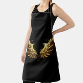 Golden Angel Wings op zwarte achtergrond Schort (Insitu)