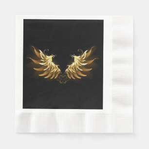 Golden Angel Wings op zwarte achtergrond Servet