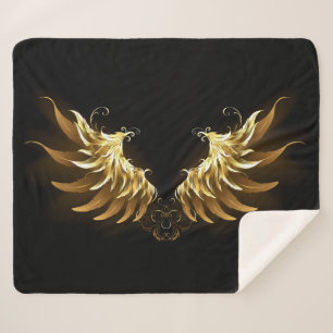 Golden Angel Wings op zwarte achtergrond Sherpa Deken