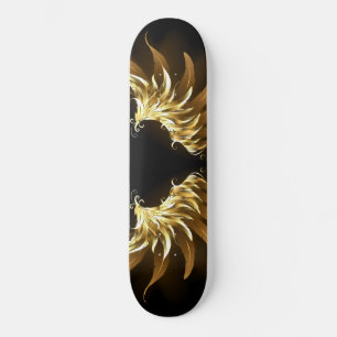 Golden Angel Wings op zwarte achtergrond Skateboard