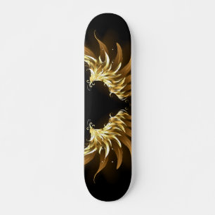 Golden Angel Wings op zwarte achtergrond Skateboard