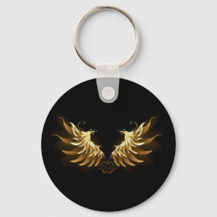 Golden Angel Wings op zwarte achtergrond Sleutelhanger
