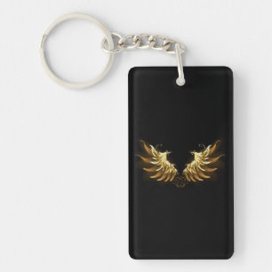 Golden Angel Wings op zwarte achtergrond Sleutelhanger