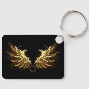 Golden Angel Wings op zwarte achtergrond Sleutelhanger