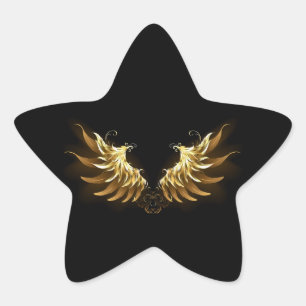 Golden Angel Wings op zwarte achtergrond Ster Sticker