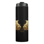 Golden Angel Wings op zwarte achtergrond Thermosbeker (Voorkant)