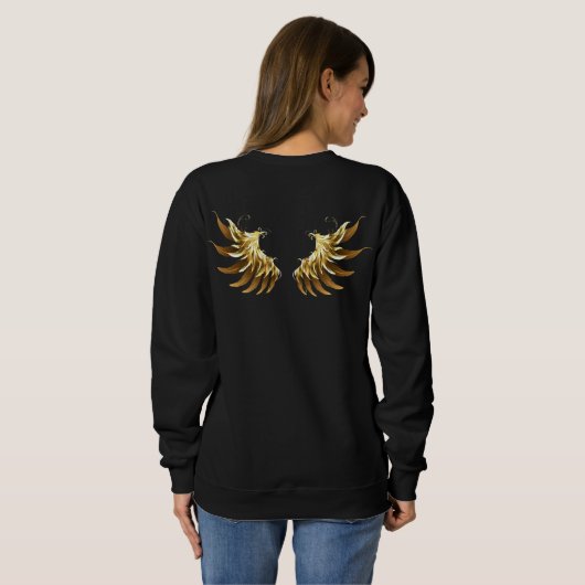 Golden Angel Wings op zwarte achtergrond Trui (Achterkant volledig)