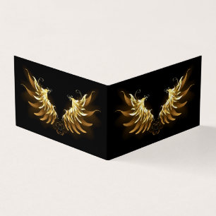 Golden Angel Wings op zwarte achtergrond Visitekaartjes