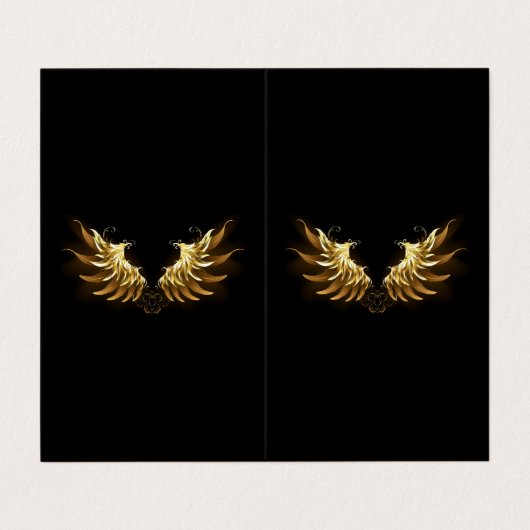 Golden Angel Wings op zwarte achtergrond Visitekaartjes (Buitenkant ongevouwen)
