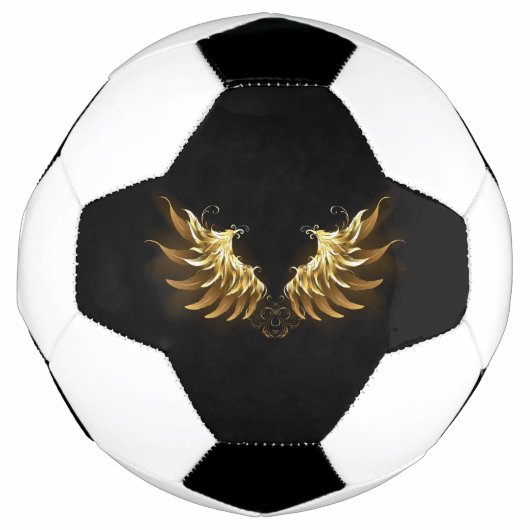 Golden Angel Wings op zwarte achtergrond Voetbal (Voorkant)