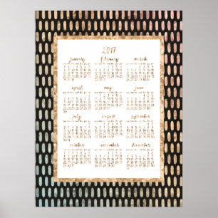 Golden Annuel 2017 Calendrier Poster Noir 18x24