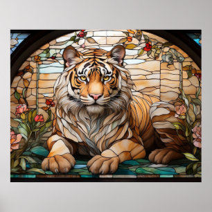 *~* Golden AP68 TIGER Glas in lood 5:4 Fantasy Poster