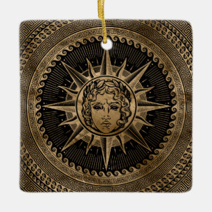 Golden Apollo Sun God op de Griekse sleutelversier Keramisch Ornament