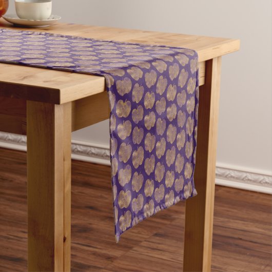 Golden Apple Pattern Paarse Table Runner Korte Tafelloper (Voorbeeld)