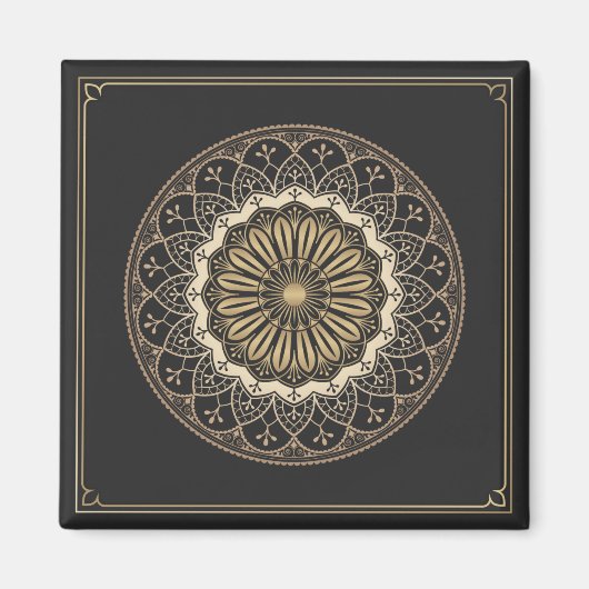 Golden arabesque mandala patroon magneet (Voorkant)