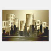 Golden Architecture Cityscape Abstracte ontkoppeli Inpakpapier Vel (Voorkant 3)