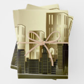 Golden Architecture Cityscape Abstracte ontkoppeli Inpakpapier Vel (In situ)