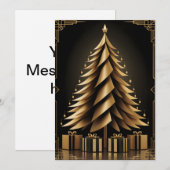Golden Art Deco Kerstboom Ontwerp Kaart (Voorkant / Achterkant)