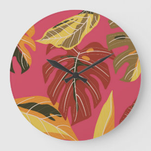 Golden Art Deco Natuur Behang Grote Klok