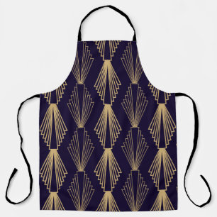 Golden art Deco Pattern. Seamless dark blue backgr Schort