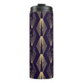 Golden art Deco Pattern. Seamless dark blue backgr Thermosbeker (Voorkant)