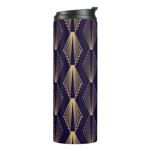 Golden art Deco Pattern. Seamless dark blue backgr Thermosbeker (Gedraaid links)