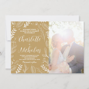 Golden Art Wedding Invitations avec photo