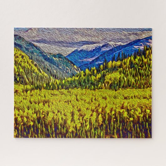 Golden Aspens en Rockies Painterly Large Puzzle Legpuzzel (Horizontaal)