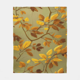 Golden Autumn: een naadloos 3D-bladpatroon Fleece Deken