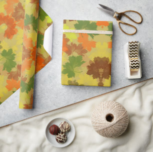 Golden Autumn Fall Leaves Cadeaupapier