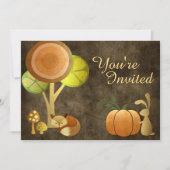 Golden Autumn Fox et Bunny Baby shower Invitation (Devant)