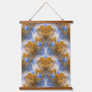 Golden Autumn Leaves Blue Sky Abstract Hangend Wandkleed